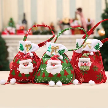 Kalėdų Papuošalų, Dovanų Maišelis Nešiojamų Santa/Sniego Saldainių Maišelį su Raišteliu
