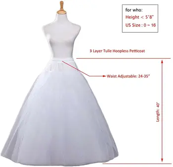 Karšto pardavimo Mados Stiliaus, Baltos spalvos, 3-Jų Sluoksnių Tiulio Hoopless Vestuvių Suknelė Underskirt Mergina Naujas