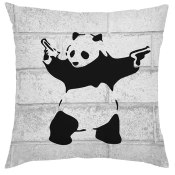 Kietas Bankai Doodle Ginkluotųjų Panda Paspaudę Užvalkalas Juoda Balta Panda Lobizmas Pagalvės Atveju Medvilnės Užsakymą Dovanos, Baldai, 18