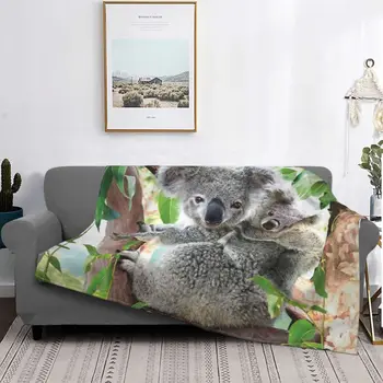 Koala Apkabinti Modelio Antklodę Flanelė Spausdinti Australijos Gyvūnų Nešiojamas Super Minkšta Antklodė Lova Tekinimo Dangtis