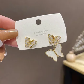 Korėjos Mados Earings Light Luxury Gold Mikro Inkrustacijos Cirkonis Drugelis Stud Auskarai Moterims, Papuošalai Vestuves Dovanos