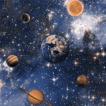 Kosmoso Planetos visatos žvaigždė, Planeta Tapetai, lubų tapetai, vaikų kambarys mėlyna tema kambario tapetai