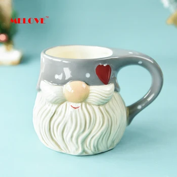 Kūrybiškumo Reljefo Skulptūros Santa Claus Keramikos Puodelius Kavos Puodeliai Pusryčiai Geriamojo Pieno, Puodeliai Vandens Kalėdų Dovana, Stalo Reikmenys