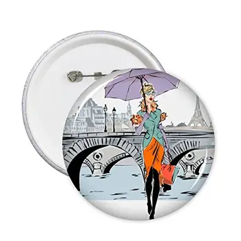 Lady Upės Tilto Prancūzija Ženklas, Orientyras Architektūros Užsakymą Kraštovaizdžio Paveikslėlyje Modelis aplink Pin Ženklelis Mygtuką 5vnt