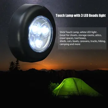 LED Nakties Šviesos Sieniniai Šviestuvai 3 Led Jutiklinis Kontrolės Naktį Lempos Belaidžius Stick Bakstelėkite Spinta, Spintelė Touch Lempa Namuose Naktinis Apšvietimas