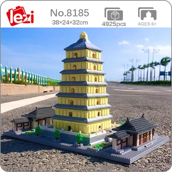 Lezi 8185 Pasaulio Architektūros Pastato Plytos Senovės Kinijos Laukinės Žąsies Pagoda Bokštas Mini Diamond Blokai Žaislai Vaikams Dovanos