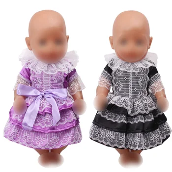 Lėlės Drabužių Gražus Princesė Nėrinių Suknelė 2 Spalvų 43cm Baby Doll ir 18 Colių Mergaičių Lėlės Drabužių Priedai f387