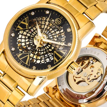 Mados Akių Dial Mechaninė Automatinė Vyrų Laikrodžiai, Prabangūs Aukso, Nerūdijančio Plieno, Mechaninė Savarankiškai Likvidavimo vyriški Laikrodžiai reloj