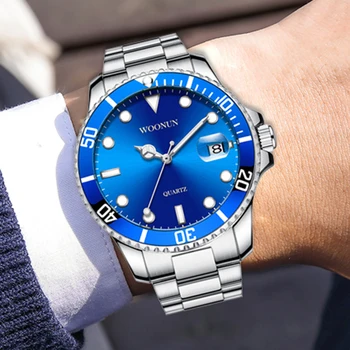 Mados GMT Pasukti Bezel Blue Žiūrėti Vyrų Nerūdijančio Plieno Juosta Auto Data Kvarciniai Laikrodžiai Atsitiktinis vyriški Laikrodžiai Reloj Hombre