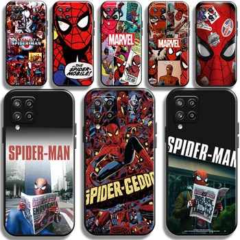 Marvel Spiderman Komiksai Telefono Dėklas Samsung Galaxy M12 Skysčio Silicio Coque Funda Juoda Minkštas Atvejais Dangtis Atsparus Smūgiams Atgal