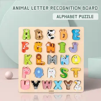 Medinių Gyvūnų Abėcėlė Formos Atitikimo Žaidimas Vaikams Anksti Švietimo Montessori Pažinimas Suvokti Valdybos 3d Puzzle Vaikų Žaislai