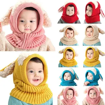 Mielas Vaikų Skrybėlę Rudens ir Žiemos Modeliai korėjos Mielas Šuniukas Skara Kūdikių vientisas Skrybėlės Šiltas Baby Vilnonių Kepurės