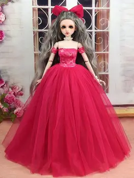 Mini Kolekcija MSD SD Žaislas Drabužius 1/4 Skalės BJD Doll Raudona Vestuvinė suknelė su skraiste