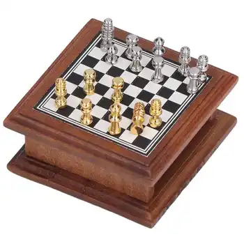 Miniatiūriniai Lėlių Šachmatų Rinkinį Žaislas 1:12 Imituojamas Mini Šachmatų Rinkiniai Modelio Paveikslas Masto Lėlių Namų Dekoravimo, Dovanų