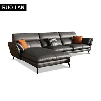 Modernus minimalistinis kambarį odos sofos, mažas butas, sofa-nustatyti derinys