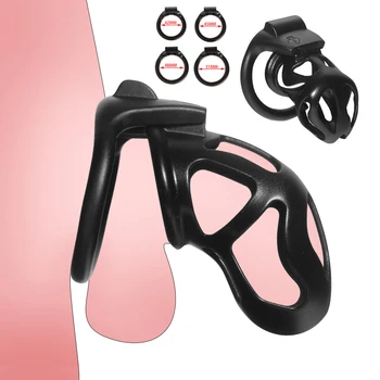 Naujas 3D Vyriškos lyties Skaistybės Prietaisas Su 4 Penio Žiedai Dervos Gaidys Narve Skaistybės Nelaisvėje Diržo Varpos Užraktas BDSM Sekso žaisliukai Vyrams Suaugusieji