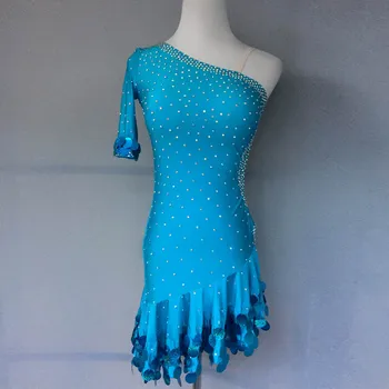Naujas stilius lotynų šokių kostiumas seksualus akmenys vienos rankoves lotynų šokių suknelė moterims lotynų šokių konkurencijos suknelės A39 S-4XL