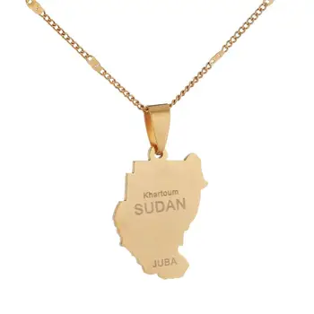 Nerūdijančio Plieno Senasis Sudano Pakabukas Kaklo Aukso Spalvos Sudano Žemėlapis Juboje Žavesio Grandinės Juvelyrikos
