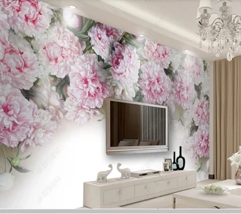Papel de parede Europos romantiška bijūnas gėlių TV fono sienos 3d tapetai, freskos,svetainė, miegamojo sienos dokumentų namų dekoro