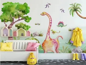 Pasirinktinius nuotraukų sienų tapetai, 3d Šiaurės minimalistinio animacinių filmų dinozaurų gyvūnų tropinių medžių, vaikų kambario sienos fone