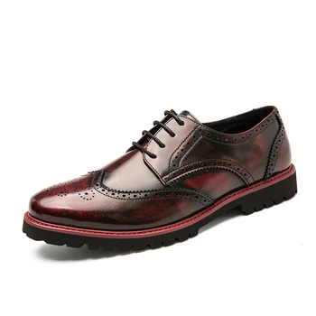 Pavasarį Naujas Elegantiškas, Aukštos Kokybės PU Odos Batus Britų verslo tendencijos batai vyrų nėriniai-up Butai Mados Laisvalaikio Bateliai