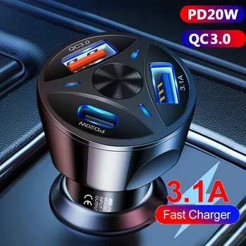 PD 20W Automobilinis Įkroviklis QC 3.0 3.1 USB C Tipo Telefonas, Greitas Įkroviklis IPhone 14 Pro Max 