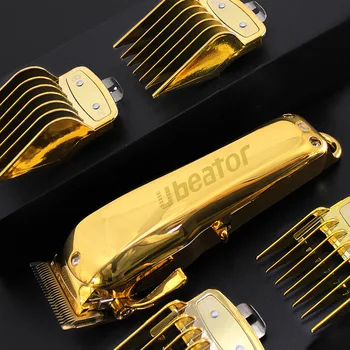 Plaukų Kirpimo mašinėlės Aukso Veidrodis Visi-Metalinis korpusas Žoliapjovės Kirpimas Belaidžių Įkrovimo Barzda, LED, Nerūdijančio Plieno Pjovimo Galva