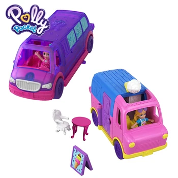 Polly Pocket Pollyville Ledų Sunkvežimis Mini Automobilių Lėlės Vaikų Žaislai Miesto Mielas Pretty Girl Funny Vykdyti Playset GGC39 Brinquedos