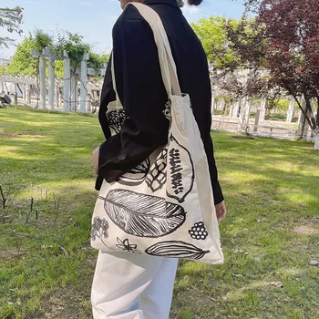 Ponios Medžiaga Entire Pečių Maišą Grafiti Moterų Medvilnės Pirkinių Moterų Ekologinio Daugkartinio naudojimo Shopper Bags Drobės Krepšys