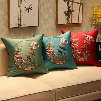Pora lovebirds, siuvinėta pagalvėlė padengti Kinų stiliaus mesti užvalkalai aukštos kokybės paukščiai, gėlės pagalvę padengti namų dekoro