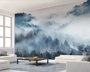 Pritaikyti 3D Tapetai, Freskos Naujas Kinijos Kraštovaizdžio Miškų Kambarį, TV Foną, Sienos Freskos Apdaila