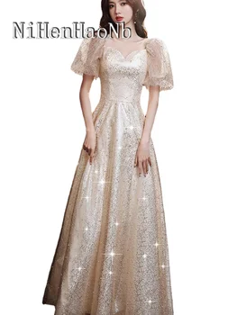 Quinceanera Suknelės Vakare Suknelė Sluoksniuotos Rankovėmis Aikštėje Apykaklės Princesė Ilgas Elegantiškas Oficialią Suknelės
