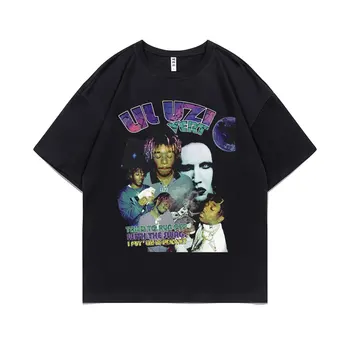 Reperis Lil Uzi Vert Bandė nubėgti su Grobis aš Įdėti 'em Kišenėje Grafinis T-shirt Vyrai Hip-Hop Marškinėlius Mens Negabaritinių Marškinėliai