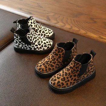 Rudenį, Žiemą, Vaikų Laisvalaikio ShoesGirls Princesė Leopard Print Single Batai Berniukams, Mergaitėms Anti-slydimo Slydimo Plonas Aksomo Batai