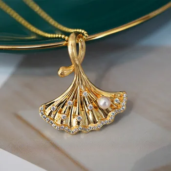 S. RYTŲ SAULĖ italijos amatų Ginkmedžių Lapų Pakabukas inkrustacijos su brangakmenių tinka moterų mados juvelyrika dovanos, papuošalai accessories