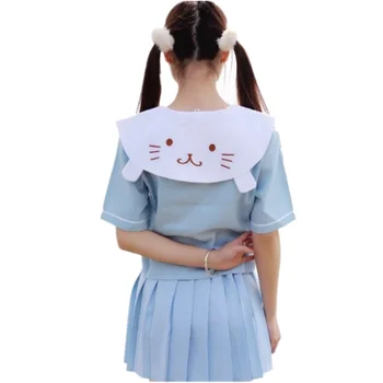 Sakura Šviesiai Rausvos, Mėlynos Japonijos Mokyklinę Uniformą Sijonas JKUniform Klasės Jūreivis Kostiumas Kolegijos Vėjo Mergaitės Anime Naujas Uniformas