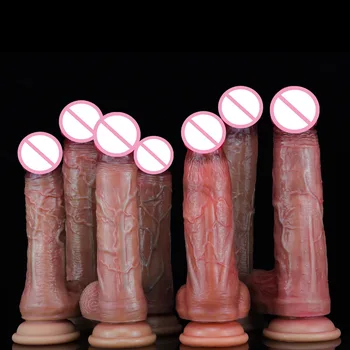 Sekso žaislai, Oda atrodo Tikroviškas Dildo Su siurbtuko Nekilnojamojo Minkštas Didžiulis Penis Erotiniai Sekso Žaislai Moterims, Skystu silikonu