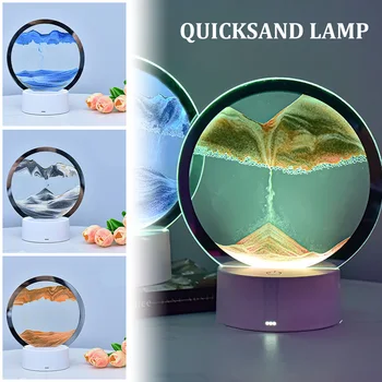 Smėlio laikrodis Stalo Lempa Amatų Dreni 3D Kraštovaizdis Naktį Šviesos Kūrybos Šviesą Teka Smėlio Nuotrauką Judančios Smėlio Menas