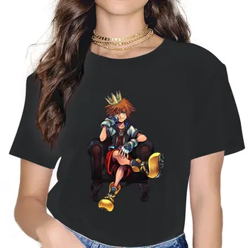 Sora Sosto Moteriškas Marškinėliai Kingdom Hearts Žaidimas Negabaritinių marškinėliai Goth Derliaus Moterų Blusas