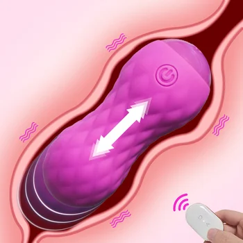 Teleskopinis Dildo Vibratorius G Spot Vaginos Stimuliatorius Belaidžio Nuotolinio Valdymo Nešiojami Vibruojantis Kiaušinis Sekso Žaislai Moterims