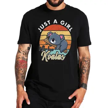 Tiesiog, Mergina, Kuri Myli Koalas Vintage Marškinėliai Mielas Koala Leidinys Mergaitėms Marškinėlius Juokinga Gyvūnų Grafinis T-Shirt 100% Medvilnė