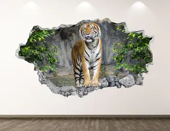 Tigras Sienos Lipdukas - Džiunglės 3D Sutriuškino Sienos Menas, Lipdukas Vaikai Kambario Dekoro Vinilo Namų Plakatas Užsakymą Dovana KD129