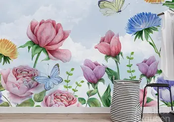 tinkinti foto tapetai už namų sienų Šiuolaikinės minimalistinės mados gražus gėlės drugelis sienos popieriaus tv photowall tapetai