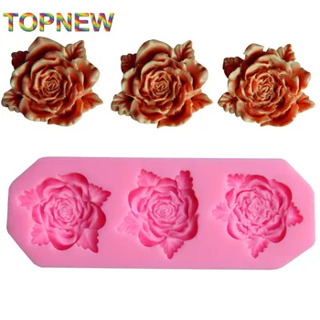 TOP NAUJŲ 1X 3pcs Rožių gėlių silikono formos Minkštas 