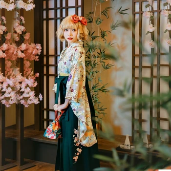 Tradicinis Japonų Moterų Kimono Vintage Stiliaus, Raudonos Spalvos Gėlių Spaudinių Vasaros Yukata Cosplay Dėvėti Foto Shot Suknelė