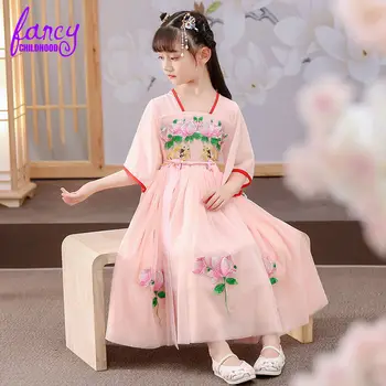 Tradicinės Kinų Drabužių Mergaičių Kinų Nacionalinis Kostiumas Vaikams Festivalis Apranga Kinijos Cosplay Mergaičių Hanfu Suknelė 10757