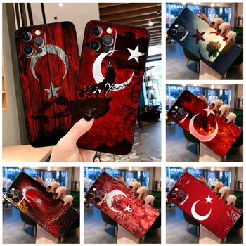 Turkijos Vėliava Telefono dėklas Skirtas Apple iPhone 14 13 12 11 SE XS XR X 7 8 6 mini Plus Pro MAX 2020 Juodo Dangtelio