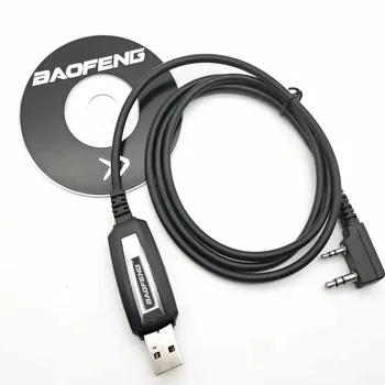 USB Programavimo Kabelis ir Programinės įrangos CD Baofeng Walkie Talkie UV-5R Serise BF-888S Kenwood Wouxun Priedais Rinkinys