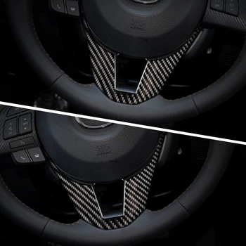Už Mazda 3 14-19 metų interjero dekoravimo pleistras vairas blizgančiais ABS anglies pluošto tekstūra