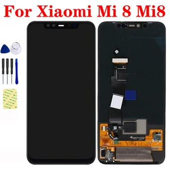 Už Xiaomi Mi 8 LCD Jutiklinis Ekranas skaitmeninis keitiklis Jutiklis MI8 Mi 8 Pasaulio M1803E1A LCD Panelė Modulis Matricos Stebėti Asamblėja
